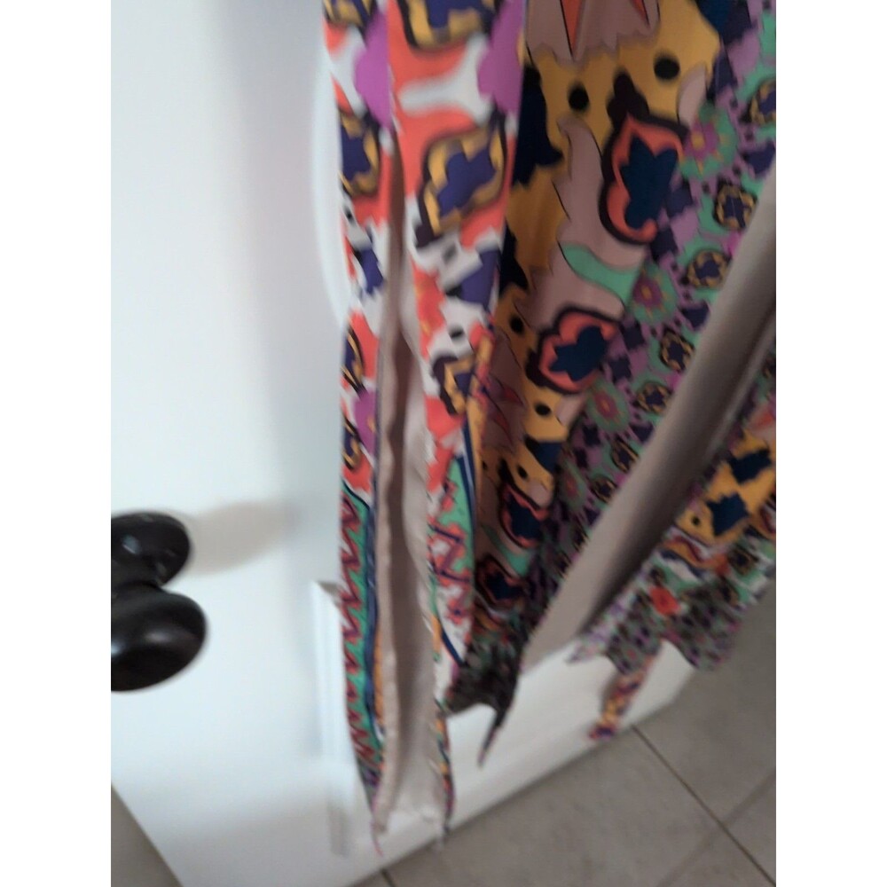 Zara Kimono Robe XS Wild Print Patchwork Midi Open Front with Tie Satin Lining - Picture 14 of 16